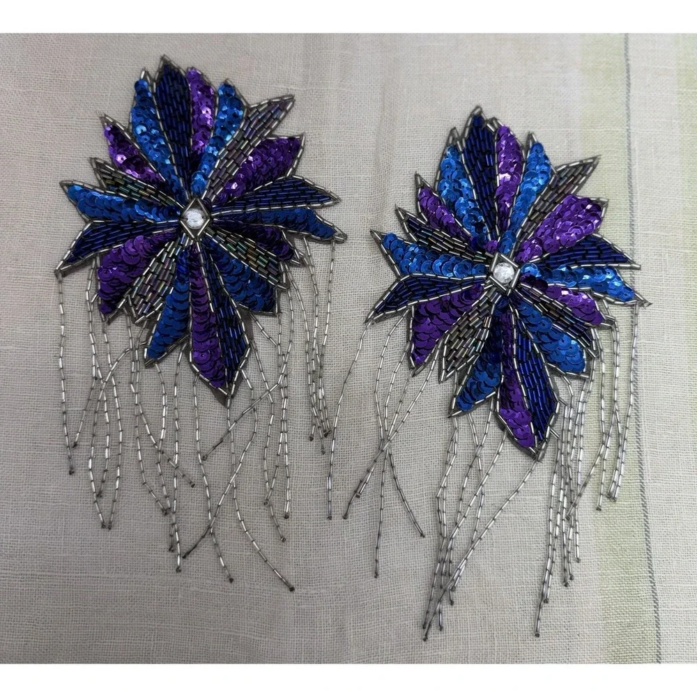 Vtg Sewing & Craft Trim Lot Crochet Flowers Appliques Lace Beaded Motifs Buttons